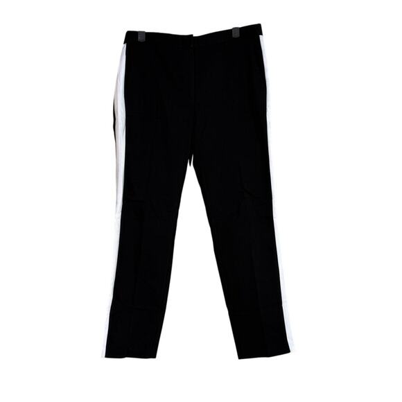 ZARA Basic Black White Beige Side Stripe Straight Leg Ankle Trouser Pant L #3382 - Picture 12 of 15
